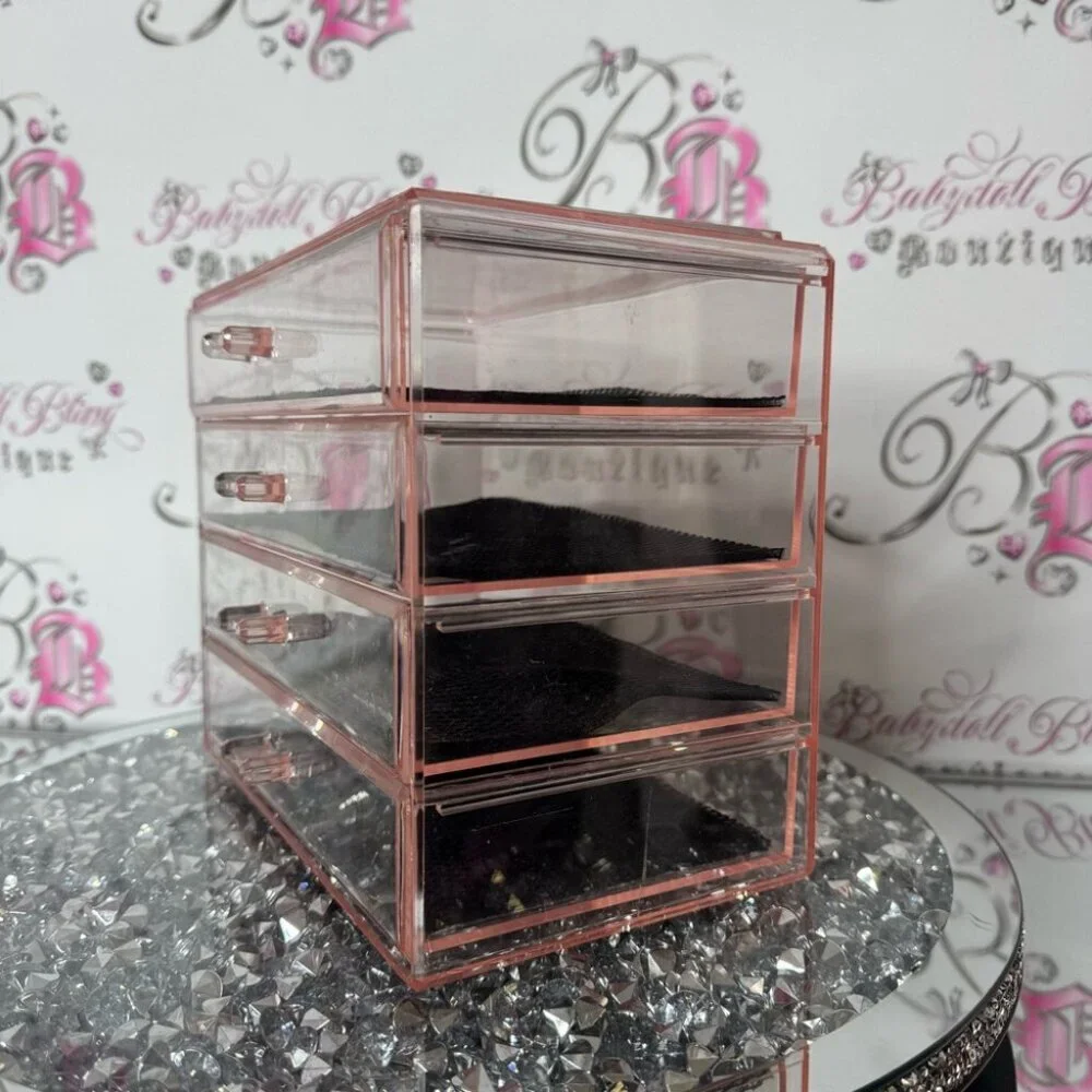 Makeup organizer 4 drawer Clear Pink Acrylic Drawer Organizer